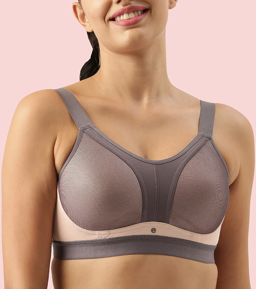 Enamor Innovations Y-panel Bounce Control, Agion Scent Protect ,Women's Sports Bra - High-Impact, Padded, Wirefree, Full Coverage - SB25 (Pearl)