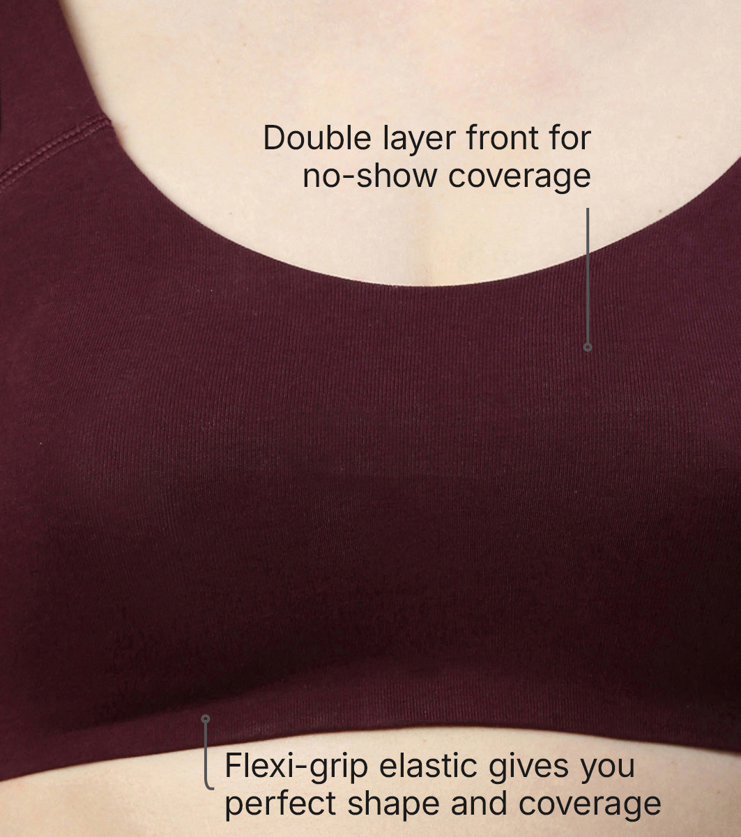 Enamor Low Impact Women's Cotton Everyday Sports Bra - All Day Comfort, Non Padded, Wirefree, High Coverage - SB06 (Grapewine)