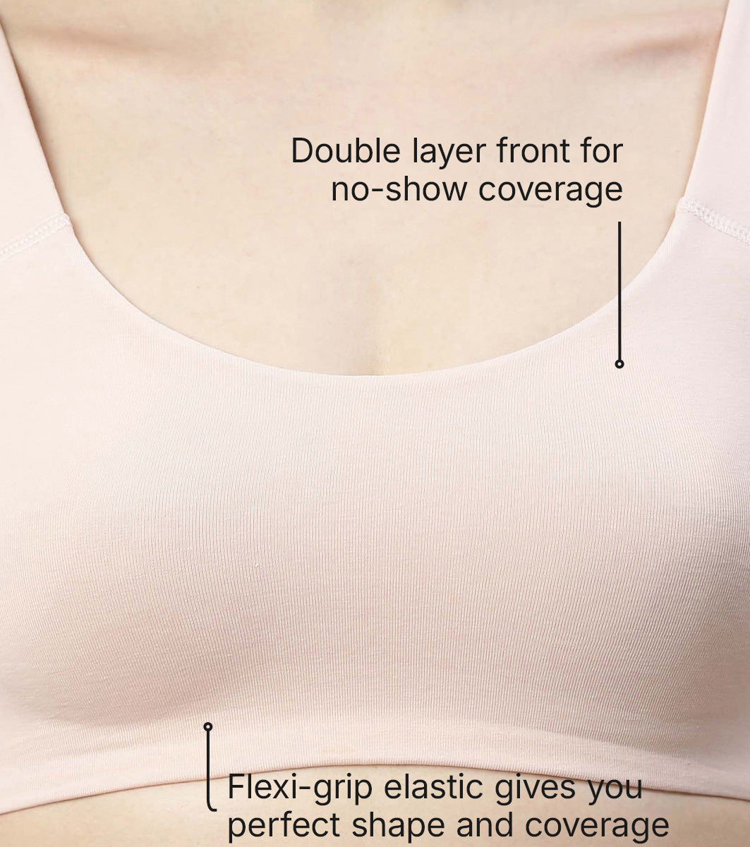 Enamor Innovations Antimicrobial, Side Shaper, Women's Cotton Medium Impact Sports Bra - Fixed cup, Non-Padded, Wirefree, High Coverage - SB28 (Parfait Pink)