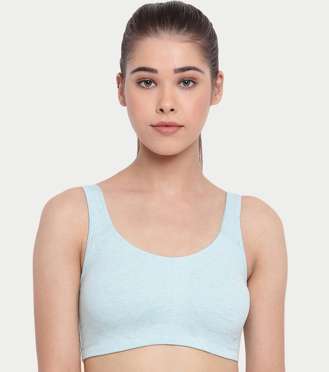 Enamor Low Impact Women's Cotton Everyday Sports Bra - All Day Comfort, Non Padded, Wirefree, High Coverage - SB06 (Capri Melange)