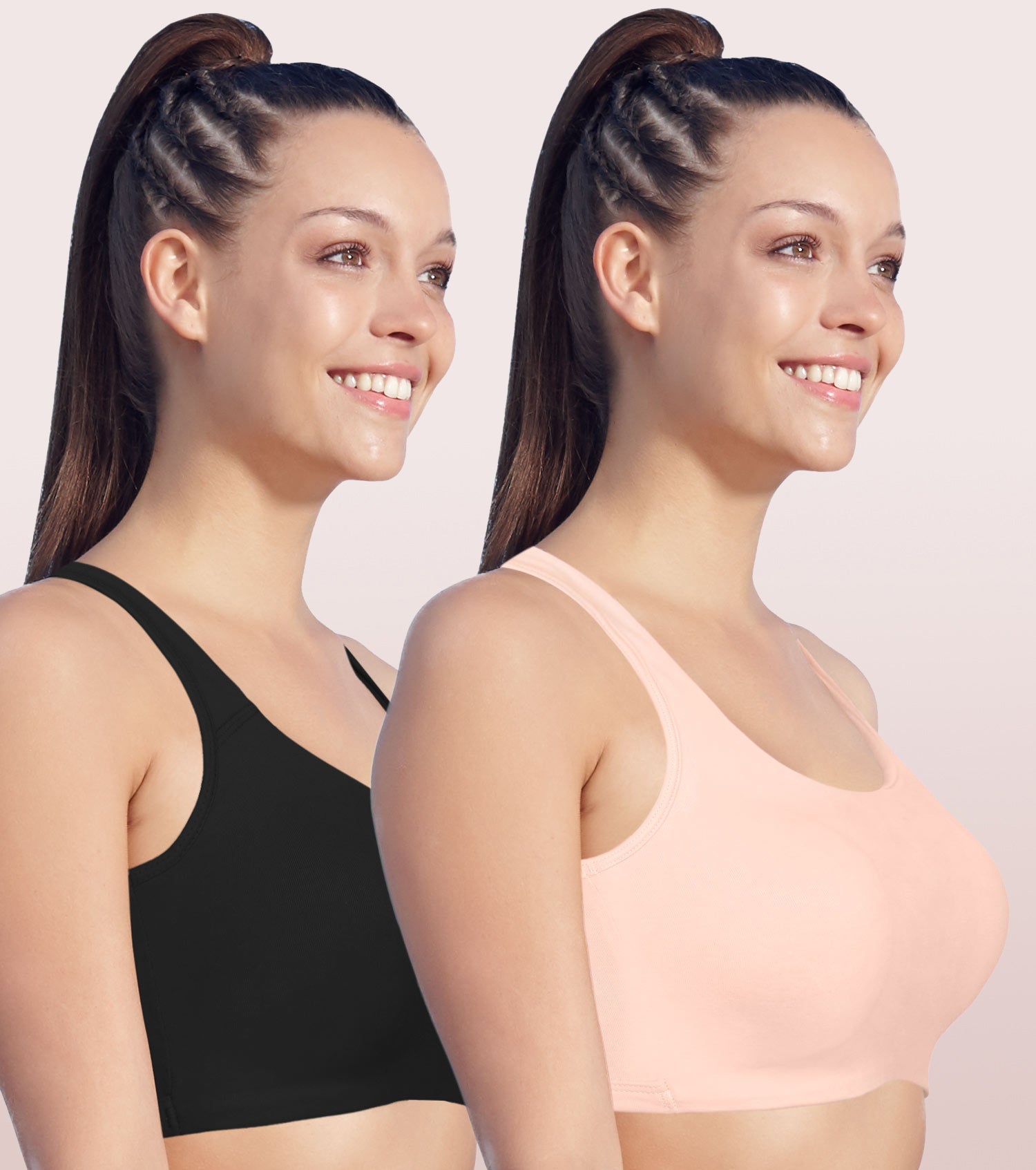 Enamor Low Impact Women's Cotton Everyday Sports Bra - All Day Comfort, Non Padded, Wirefree, High Coverage - SB06 (Pearl-Black)