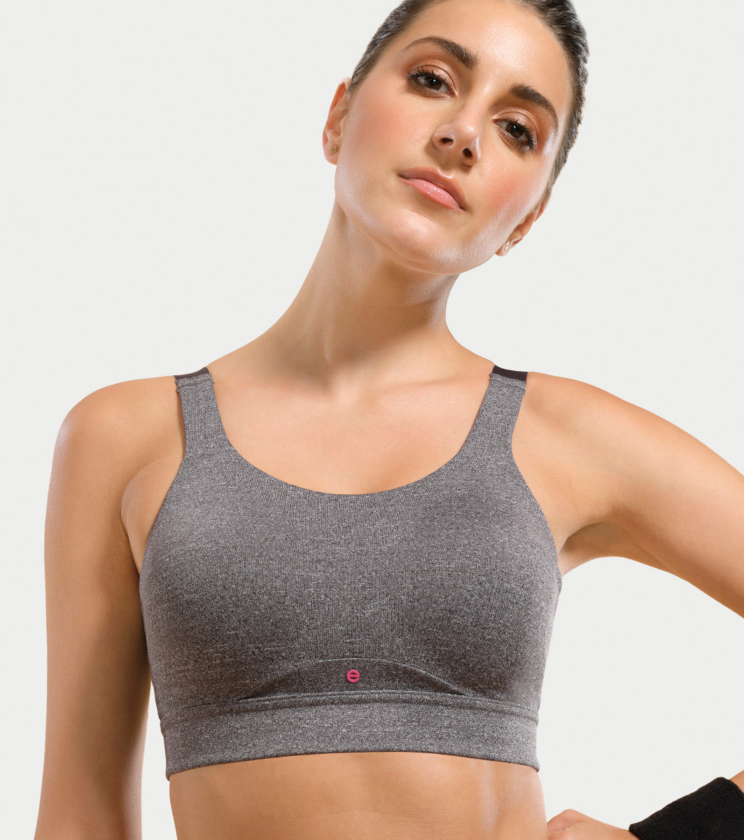 Enamor Innovations Fab-fresh Breathable cup, Women's High Impact Sports Bra - Convertible, Padded, Wirefree, Full Coverage - SB18 (Grey Melange)