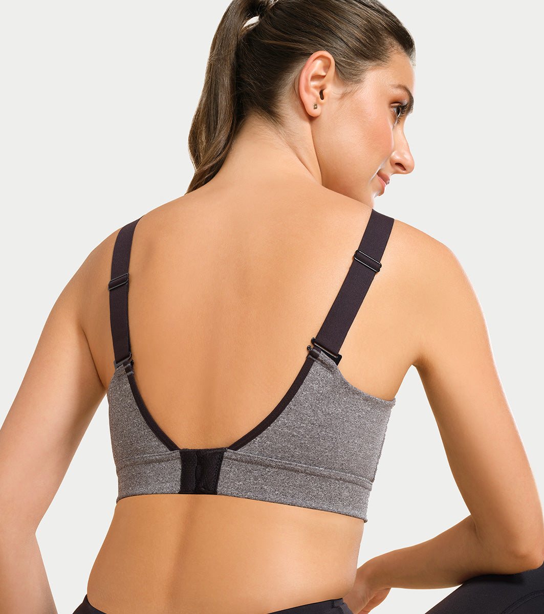 Enamor Innovations Fab-fresh Breathable cup, Women's High Impact Sports Bra - Convertible, Padded, Wirefree, Full Coverage - SB18 (Grey Melange)