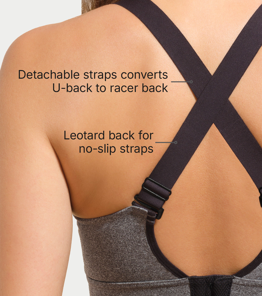 Enamor Innovations Fab-fresh Breathable cup, Women's High Impact Sports Bra - Convertible, Padded, Wirefree, Full Coverage - SB18 (Grey Melange)