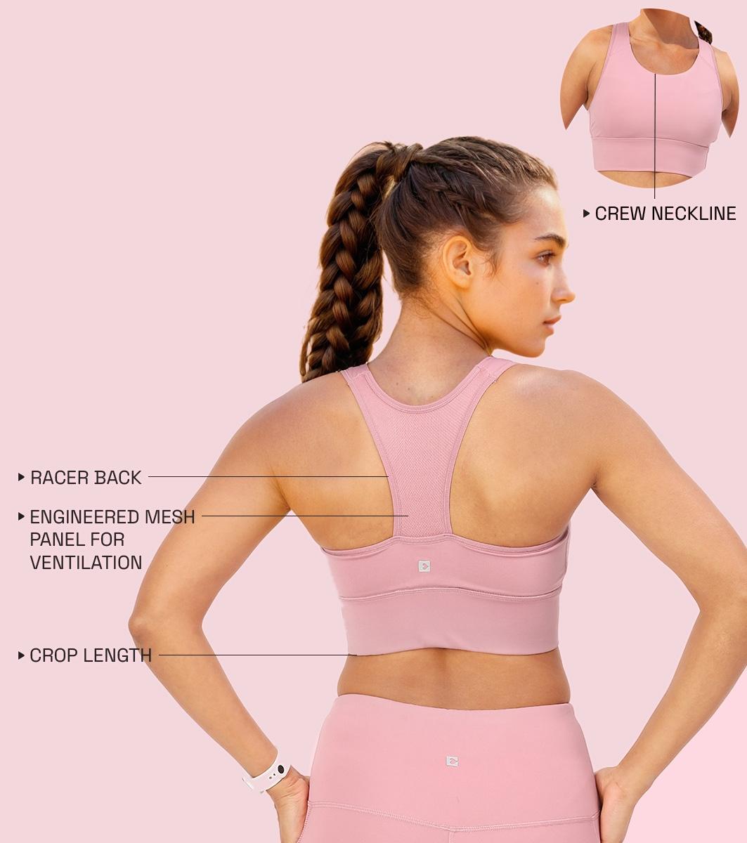 Enamor Wide Straps Seamed T-back Basic Workout Sports Bra - Quick Dry, Antimicrobial, Removable Padding, Non-Wired, Full Coverage - A202 (Lilas)