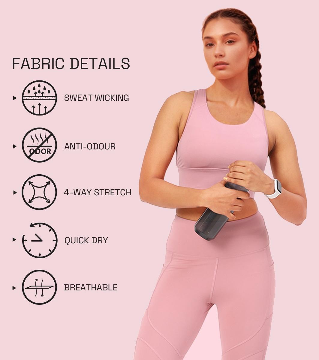 Enamor Wide Straps Seamed T-back Basic Workout Sports Bra - Quick Dry, Antimicrobial, Removable Padding, Non-Wired, Full Coverage - A202 (Lilas)
