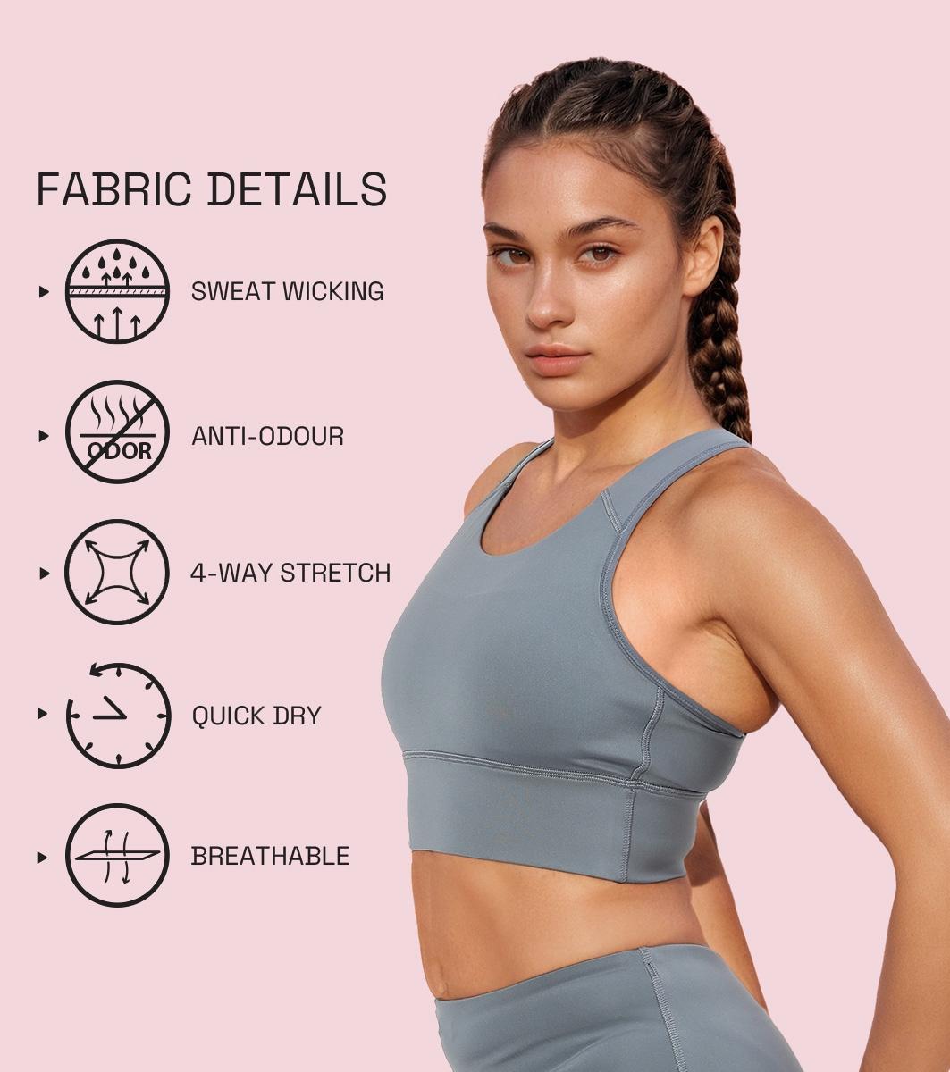 Enamor Wide Straps Seamed T-back Basic Workout Sports Bra - Quick Dry, Antimicrobial, Removable Padding, Non-Wired, Full Coverage - A202 (Cloud Grey)