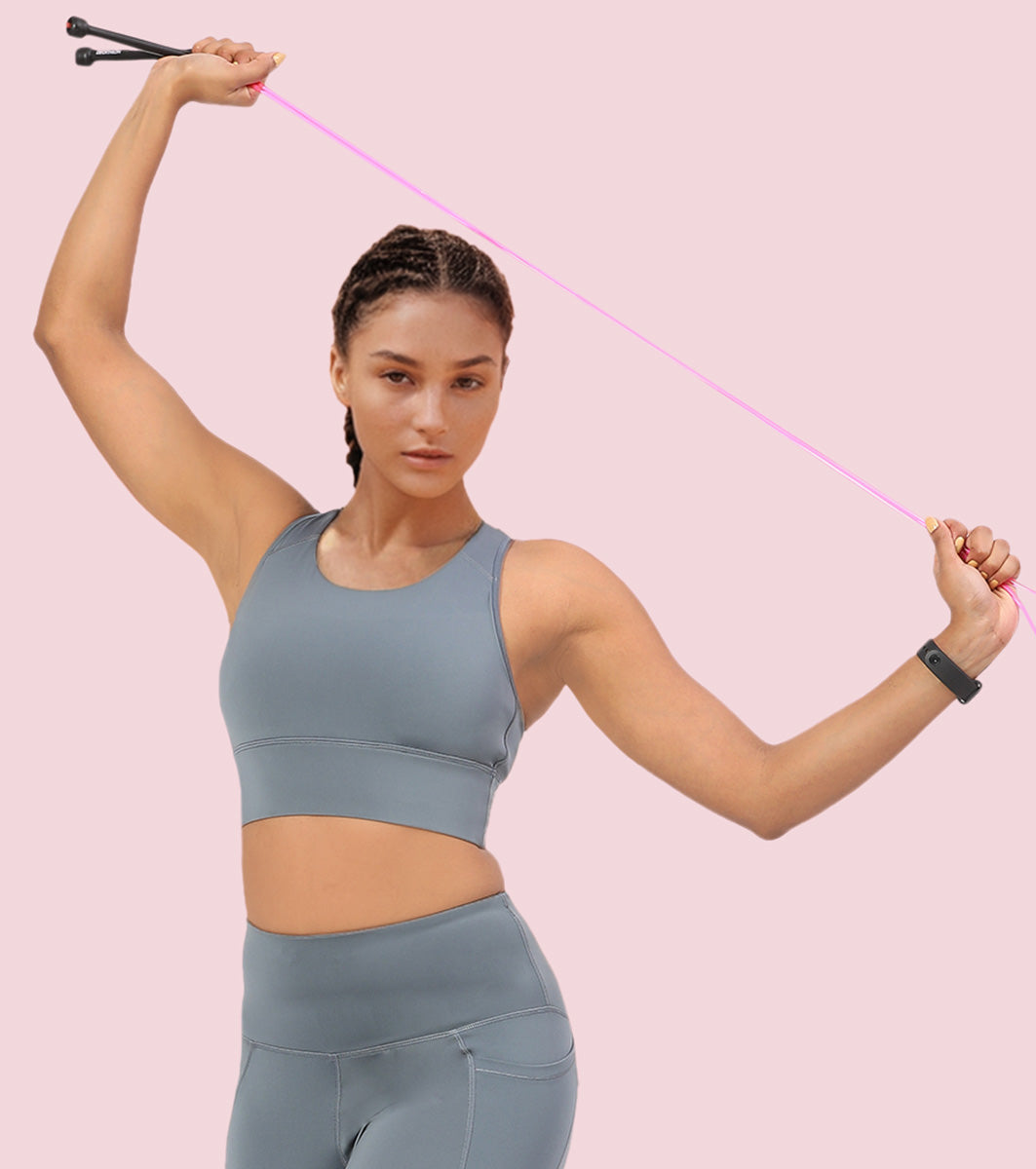 Enamor Wide Straps Seamed T-back Basic Workout Sports Bra - Quick Dry, Antimicrobial, Removable Padding, Non-Wired, Full Coverage - A202 (Cloud Grey)