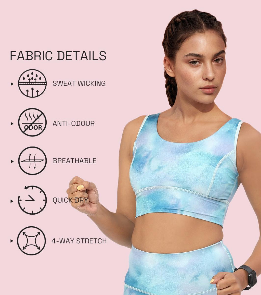 Enamor Cutaway Back Detail Quick Dry Printed Sports Bra - Removable Padding, Non-Wired, Medium Coverage - A204 (Galaxy Splatter Prt)
