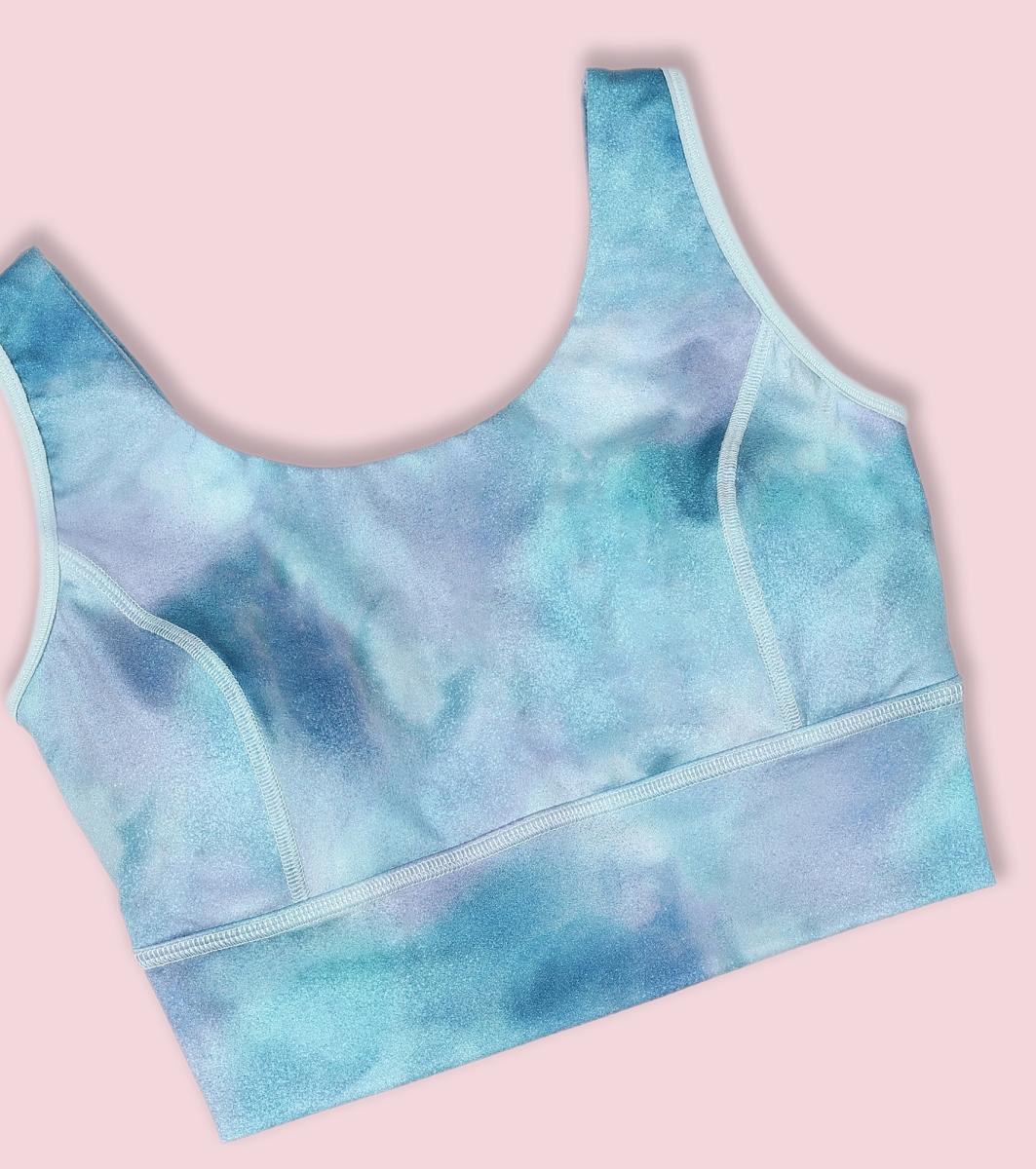 Enamor Cutaway Back Detail Quick Dry Printed Sports Bra - Removable Padding, Non-Wired, Medium Coverage - A204 (Galaxy Splatter Prt)