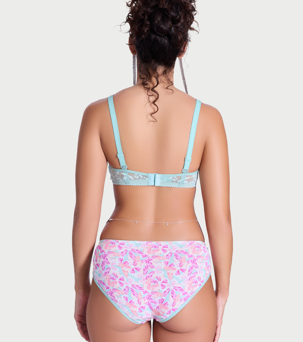 Enamor P151 The Lace Hug Mid-Waist Hipster Panty - Jade Wings Print