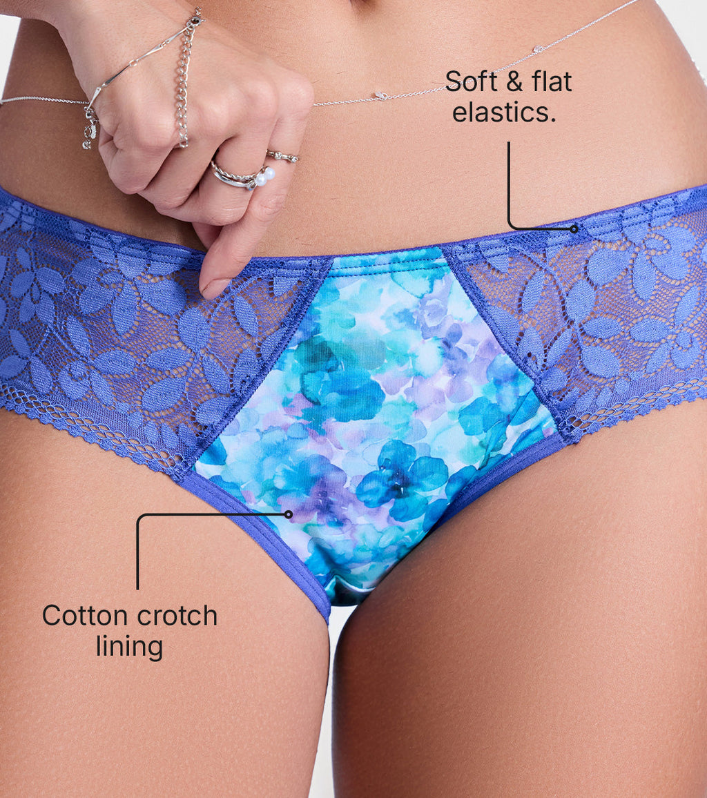 Enamor P151 The Lace Hug Mid-Waist Hipster Panty - Petal Dance Print