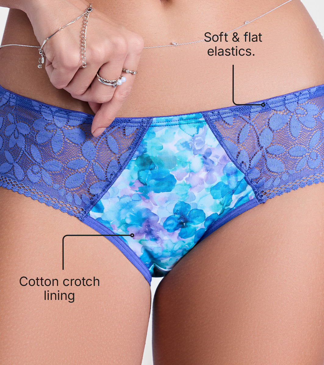 Enamor P151 The Lace Hug Mid-Waist Hipster Panty - Petal Dance Print