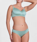 Enamor P184 Smooth Stretch Satin Bikini Panty for Women - Low Waist, Outer Elastic, Medium Coverage (Iceberg Green)