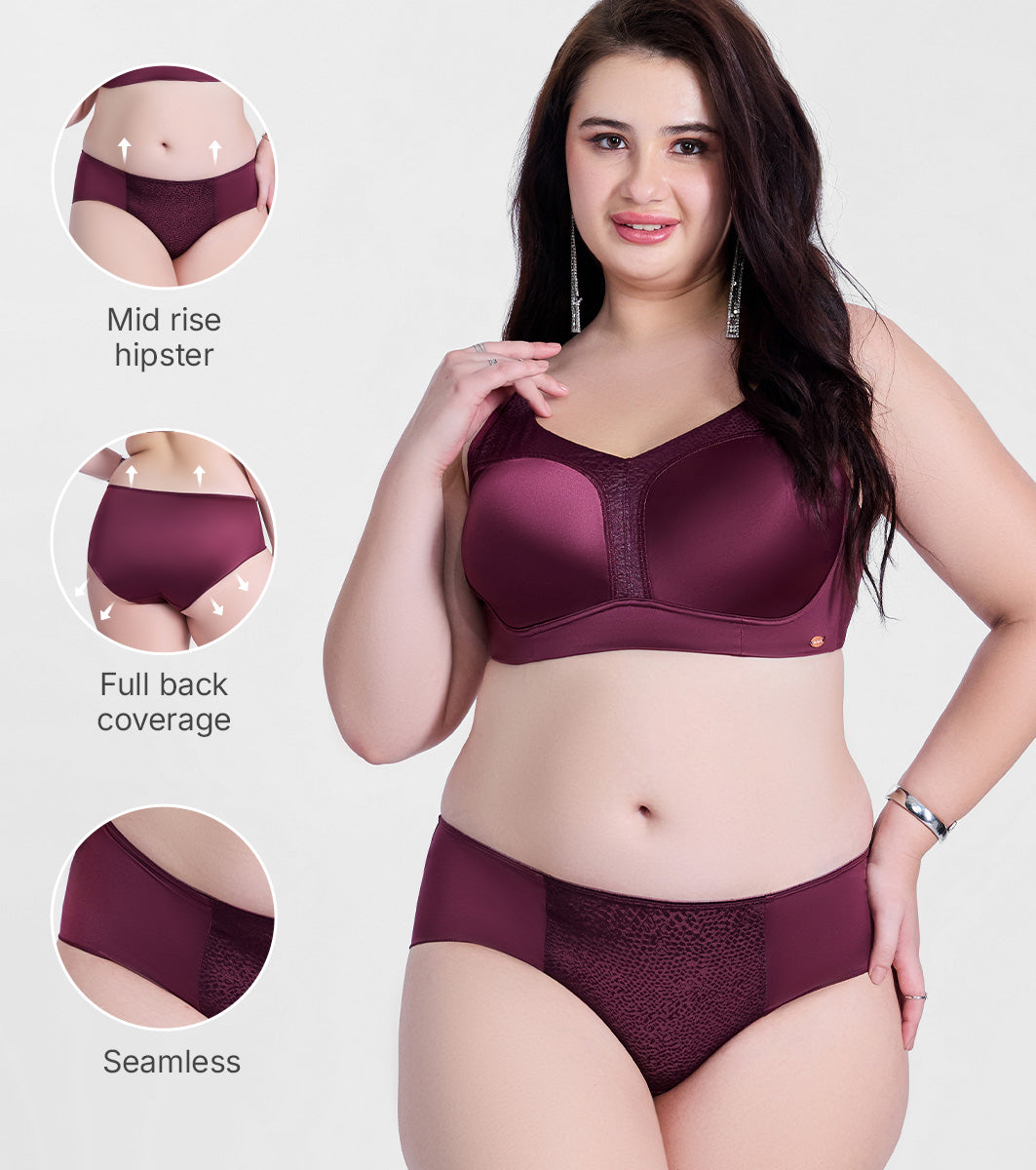 Enamor P148 Luxe Satin Hipster Panty for Women - Mid Waist, Outer Elastic, Medium Coverage (Fig)