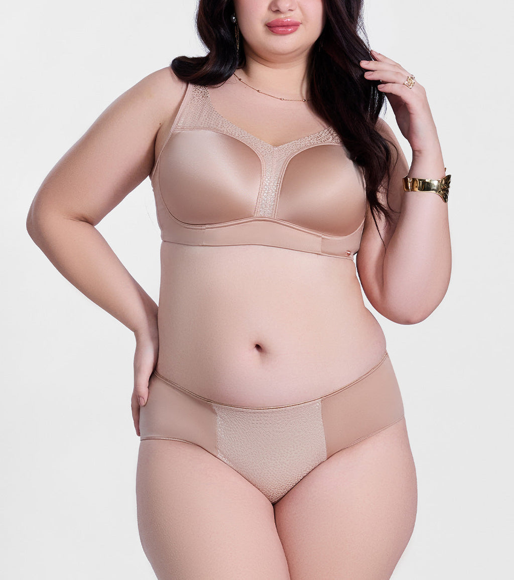 Enamor P148 Luxe Satin Hipster Panty for Women - Mid Waist, Outer Elastic, Medium Coverage (Rose Skin)