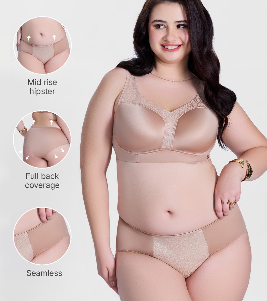 Enamor P148 Luxe Satin Hipster Panty for Women - Mid Waist, Outer Elastic, Medium Coverage (Rose Skin)