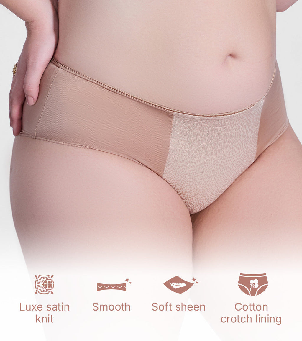 Enamor P148 Luxe Satin Hipster Panty for Women - Mid Waist, Outer Elastic, Medium Coverage (Rose Skin)