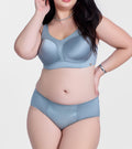 Enamor P148 Luxe Satin Hipster Panty for Women - Mid Waist, Outer Elastic, Medium Coverage (Chrome Grey)