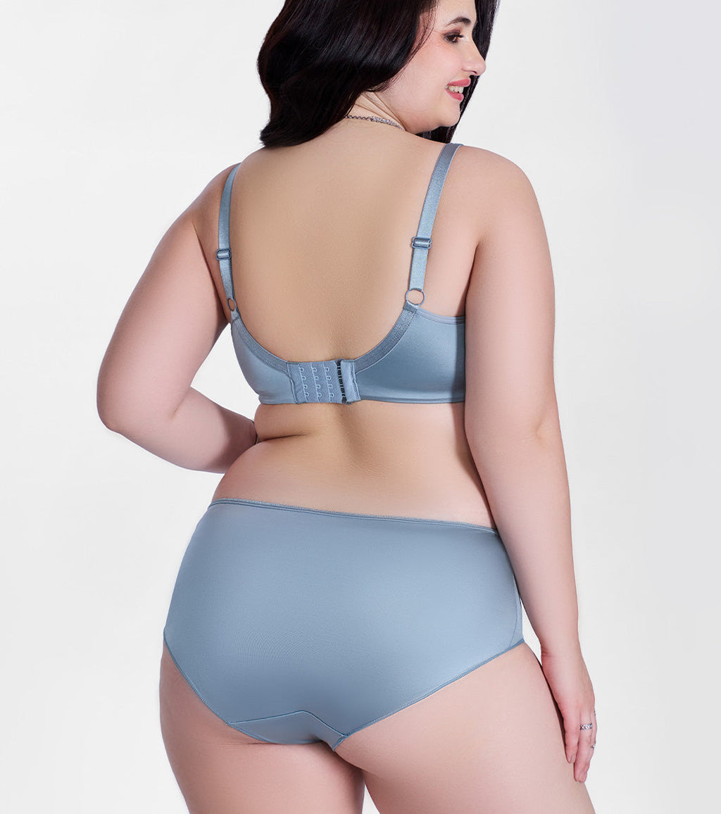 Enamor P148 Luxe Satin Hipster Panty for Women - Mid Waist, Outer Elastic, Medium Coverage (Chrome Grey)