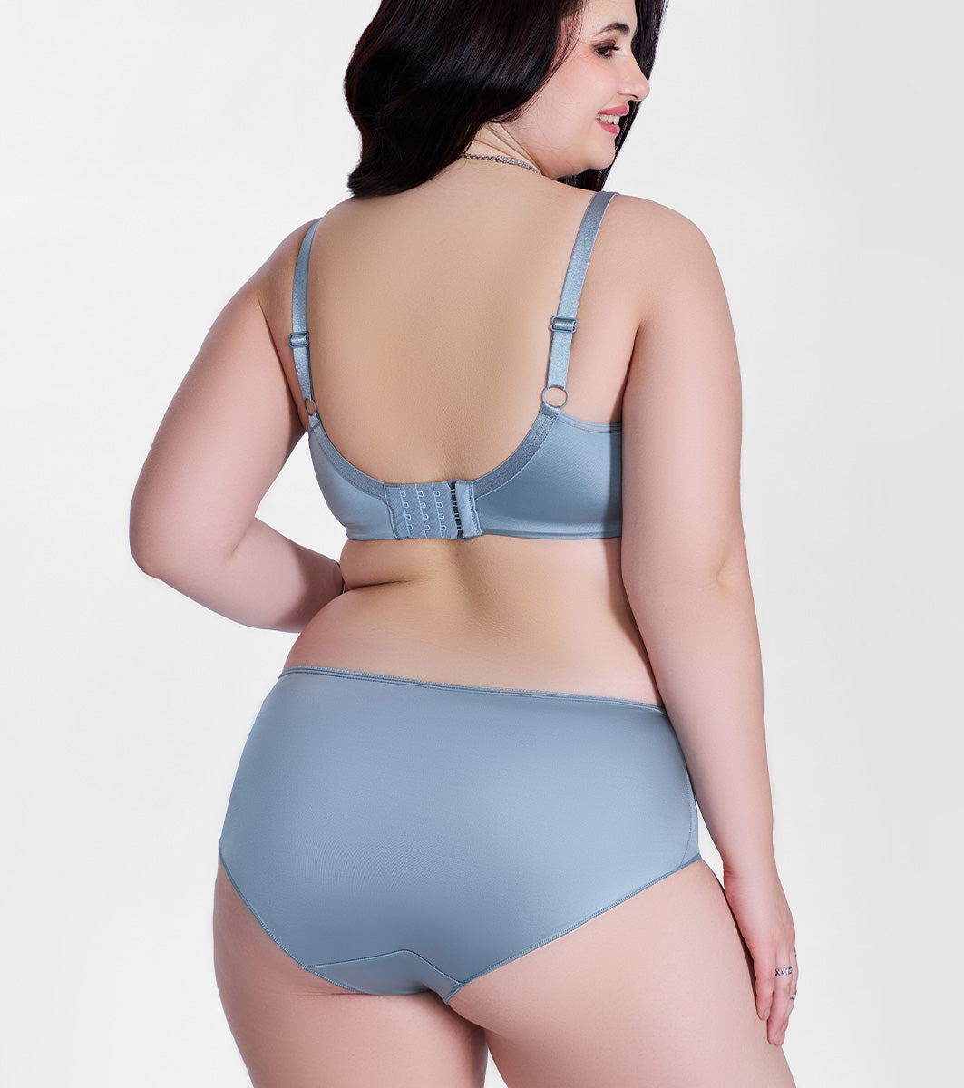 Enamor P148 Luxe Satin Hipster Panty for Women - Mid Waist, Outer Elastic, Medium Coverage (Chrome Grey)