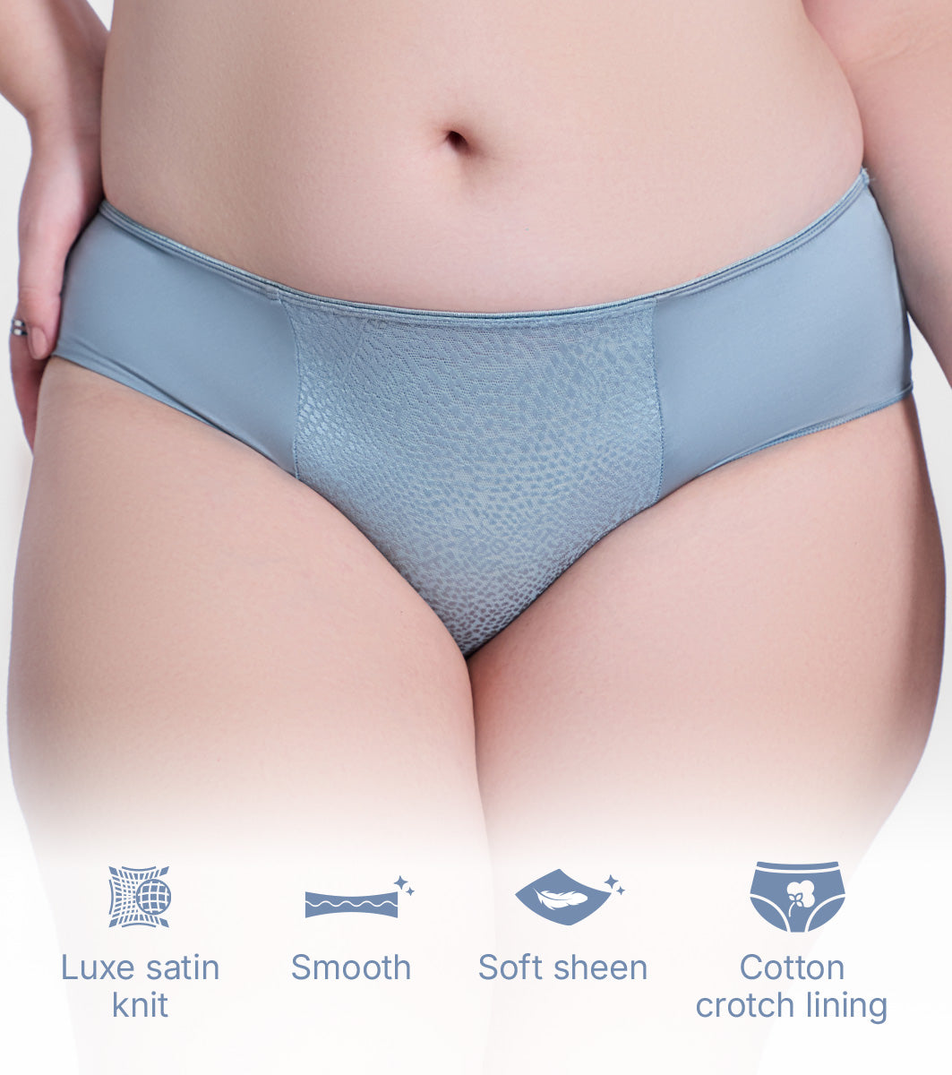 Enamor P148 Luxe Satin Hipster Panty for Women - Mid Waist, Outer Elastic, Medium Coverage (Chrome Grey)