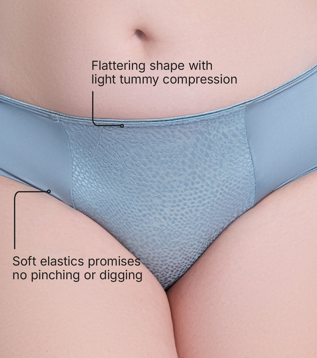 Enamor P148 Luxe Satin Hipster Panty for Women - Mid Waist, Outer Elastic, Medium Coverage (Chrome Grey)
