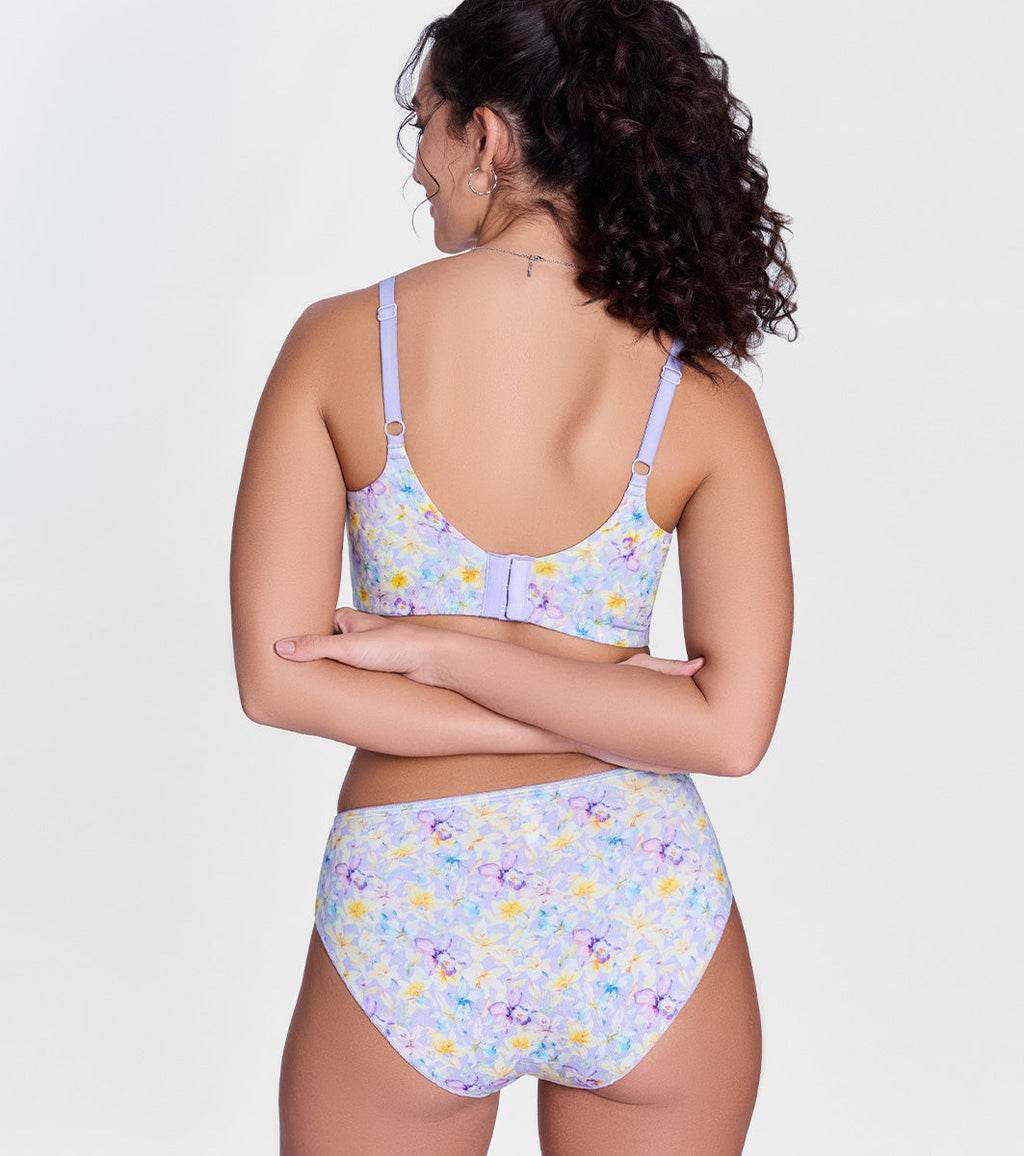 Enamor P177 Ultimate Softness Modal Hipster Panty for Women - Mid Waist, Outer Elastic, Medium Coverage (Lilac Garden Print)