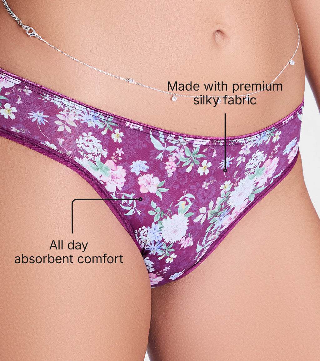 Enamor P165 Womens Low Waist Co-ordinate Bikini Panty (Damask Plum Print)